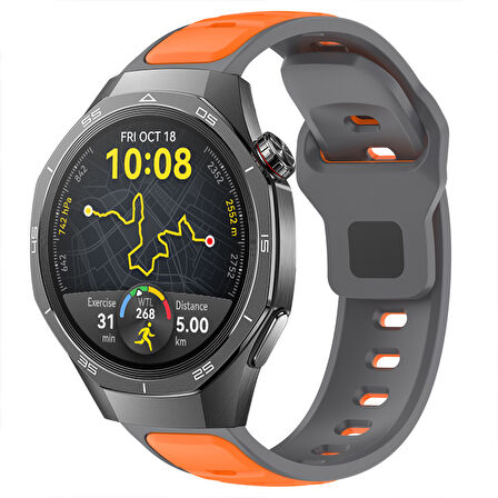 Huawei Watch GT5 Pro 46mm İle Uyumlu Çift Renkli Spor Silikon Kordon Nefes Alabilir Konforlu