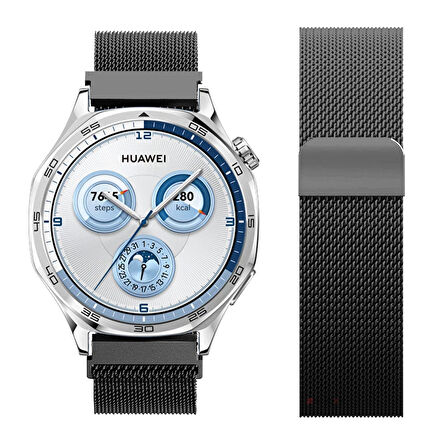 Huawei Watch GT5 46mm Uyumlu Manyetik Milanese Loop Metal Kordon 