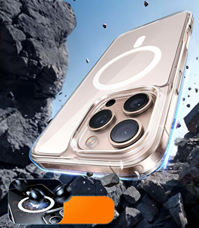 İPhone 16 Pro Max Magsafe Kablosuz Şarj Destekli Sert Silikon Şeffaf Kapak Ve 5D Ekran Koruyucu