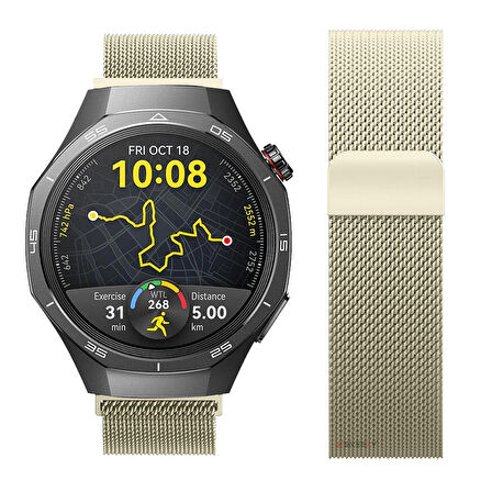 Huawei Watch GT5 Pro 46mm Uyumlu Manyetik Milanese Loop Metal Kordon 