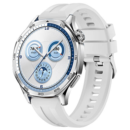 Sneezy Huawei Watch GT5 46mm İle Uyumlu Spor Silikon Metal Tokalı Soft Saat Kordonu