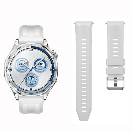 Sneezy Huawei Watch GT5 46mm İle Uyumlu Spor Silikon Metal Tokalı Soft Saat Kordonu