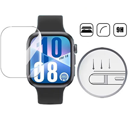 Huawei Watch Fit 4 Pro İle Uyumlu Kolay Takılabilir Takma Aparatlı Temperli Cam Ekran Koruyucu