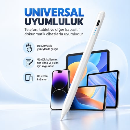Samsung Galaxy A11 X130 Uyumlu Type-C Şarjlı Aktif Stylus Dokunmatik Ekran Kalemi Not & Çizim