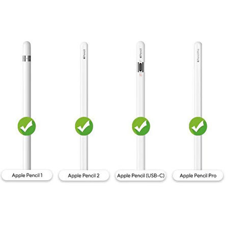 Apple Pencil 1-2 Nesil Pro USB-C Uyumlu Soft Yumuşak Silikon Kalem Tutucu ve 8'li Kalem Ucu Koruyucu