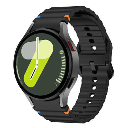 Samsung Galaxy Watch 7 40mm-44mm İle Uyumlu Metal Tokalı Dalgalı Spor Silikon Kordon