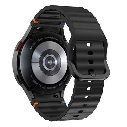 Samsung Galaxy Watch 7 40mm-44mm İle Uyumlu Metal Tokalı Dalgalı Spor Silikon Kordon
