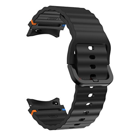 Samsung Galaxy Watch 7 40mm-44mm İle Uyumlu Metal Tokalı Dalgalı Spor Silikon Kordon