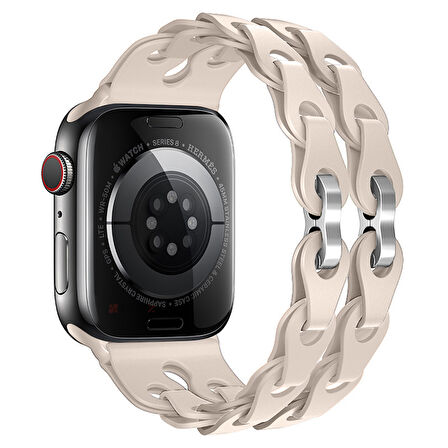 Apple Watch Uyumlu 44 45 46mm Zincir Desenli Yumuşak Silikon Solo Kordon Seri 2 3 4 5 6 Se 7 8 9 10 