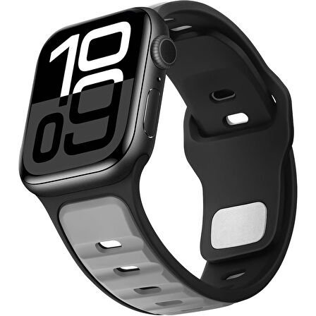 Apple Watch 42mm 44mm 45mm S10 46mm Ultra 49mm Çift Renkli Spor Silikon Kordon Nefes Alabilir