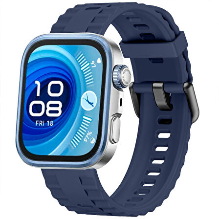Huawei Watch Fit3 Fit 4 Fit 4 Pro İle Uyumlu GlacierFlex Metal Tokalı Spor Silikon Kordon