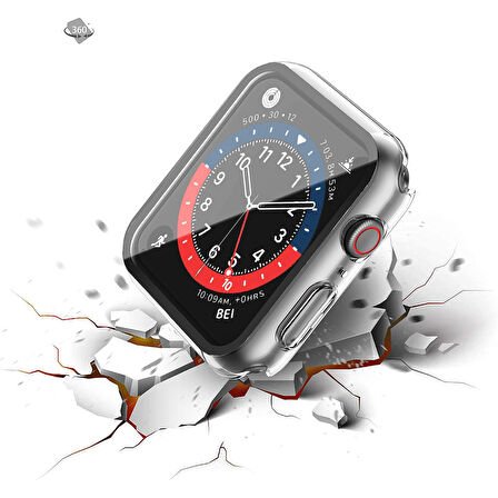 Apple Watch Series 10 46mm Uyumlu Starlight 360 Derece Koruma ve Temperli Cam Ekran Koruyucu