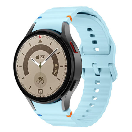 Samsung Galaxy Watch 5 Pro 45mm İle Uyumlu Metal Tokalı Dalgalı Spor Silikon Kordon