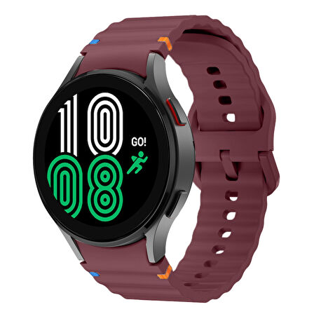 Samsung Galaxy Watch 4 40-42-44-46mm İle Uyumlu Metal Tokalı Dalgalı Spor Silikon Kordon