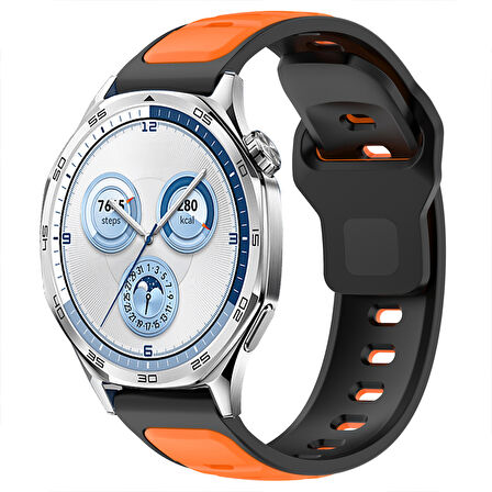 Huawei Watch GT5 46mm ve GT5 46mm İle Uyumlu Çift Renkli Spor Silikon Kordon Nefes Alabilir Konforlu