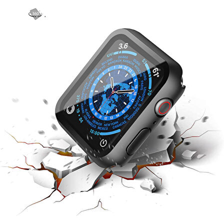 Apple Watch 44MM 4-5-6 SE Seri Uyumlu Starlight 360 Derece Koruma ve Temperli Cam Ekran Koruyucu