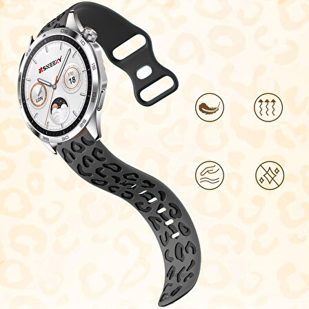 Huawei Watch GT2 GT3 GT4 GT5 46mm İle Uyumlu Leopar Desenli Silikon Kordon Kayış