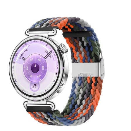Sneezy Huawei Watch GT6 41mm İle Uyumlu Metal Klips Solo Fiberlink Kumaş Örgü Kordon