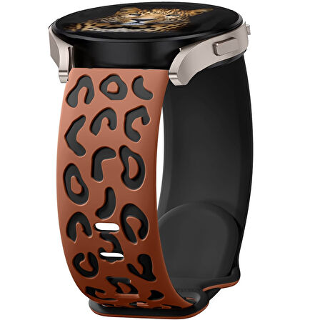 Samsung Galaxy Watch 6 7 Serisi ile Uyumlu Leopar Desenli Silikon Kordon Kayış