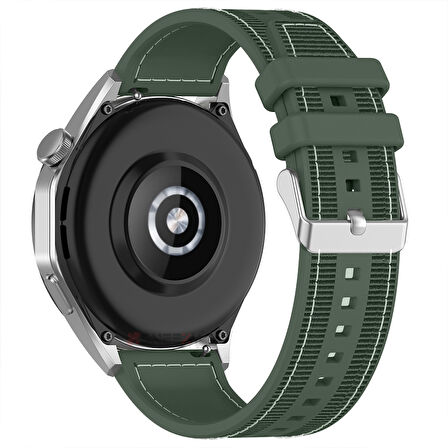 Sneezy Huawei Watch GT6 Pro 46mm İle Uyumlu Metal Tokalı Dikiş Desenli Dokuma Silikon Kordon