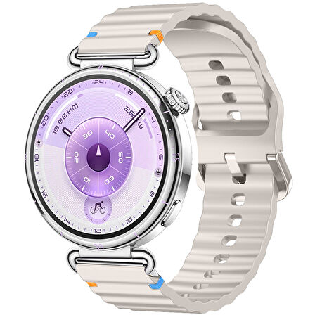 Huawei Watch GT6 41mm İle Uyumlu Dalga Desenli Tokalı Yumusaş Soft Silikon Kordon