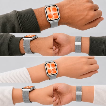 Huawei Watch Fit 5 Uyumlu Milanese Örgü Metal Mıknatıslı Ayarlanabilir Kordon