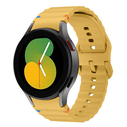 Samsung Galaxy Watch 5 40mm-44mm İle Uyumlu Metal Tokalı Dalgalı Spor Silikon Kordon