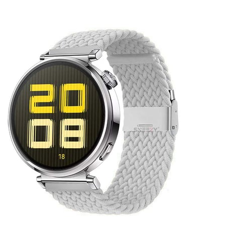 Sneezy Huawei Watch GT 5 41mm İle Uyumlu Metal Klips Solo Fiberlink Kumaş Örgü Kordon