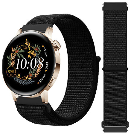 Huawei Watch GT3 42mm GT2 42mm İle Uyumlu Ayarlanabilir Cırt Cırtlı Yumuşak Spor Kumaş Örgü Kordon