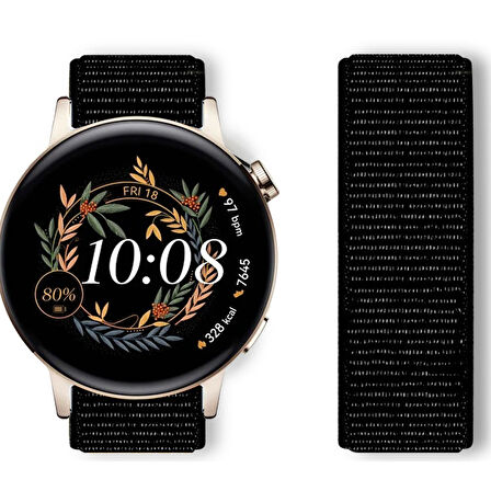 Huawei Watch GT3 42mm GT2 42mm İle Uyumlu Ayarlanabilir Cırt Cırtlı Yumuşak Spor Kumaş Örgü Kordon