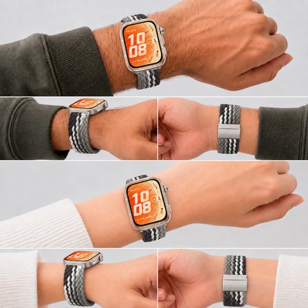 Huawei Watch Fit 5 Pro İle Uyumlu Metal Klipsli Solo Fiberlink Yumuşak Kumaş Örgü Kordon