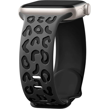 Apple Watch Uyumlu 44 45 46mm Leopar Desenli Yumuşak Silikon Kordon Seri 2 3 4 5 6 Se 7 8 9 10 