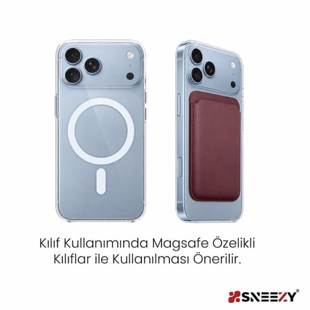 Sneezy İphone 18 Pro -18 Pro max Uyumlu Birinci Sınıf Magsafe Cüzdan Magsafe Deri Kartlık
