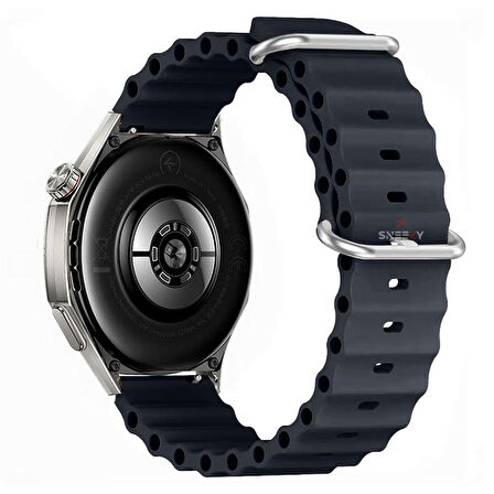 Huawei Watch GT6 46mm İle Uyumlu Dalga Desenli Tokalı Yumuşak Ocean Soft Silikon Kordon