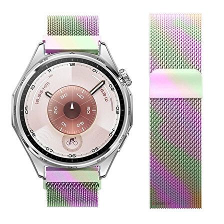 Huawei Watch GT6 46mm Uyumlu Manyetik Milanese Loop Metal Kordon 