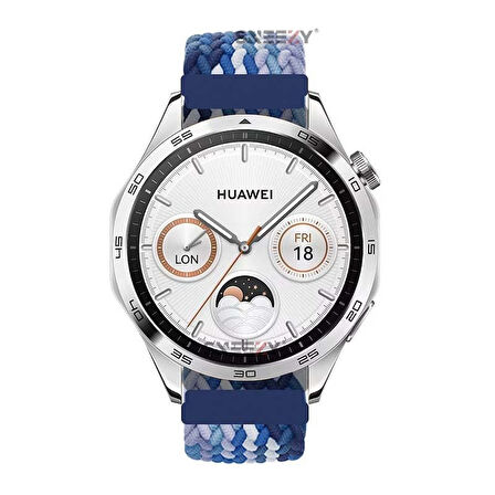 Sneezy Huawei Watch GT5 46mm İle Uyumlu 22mm Metal Klips Solo Fiberlink Örgü Kordon