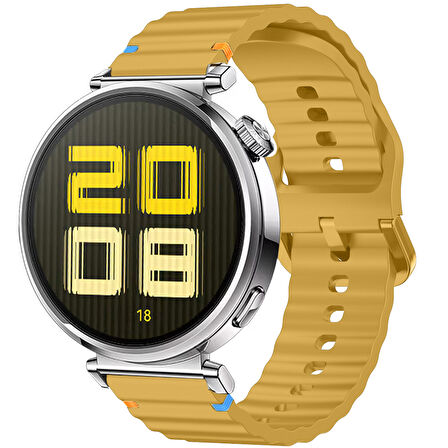 Huawei Watch GT5 41mm İle Uyumlu Dalga Desenli Tokalı Yumusaş Soft Silikon Kordon