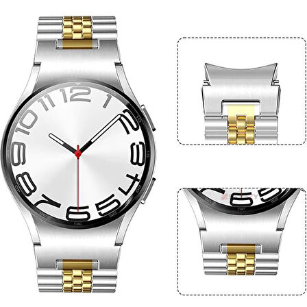 Samsung Galaxy Watch 4 40-42-44-46mm İle Uyumlu Klipsli Paslanmaz Çelik Metal Kordon
