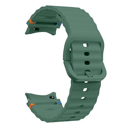 Samsung Galaxy Watch 7 40mm-44mm İle Uyumlu Metal Tokalı Dalgalı Spor Silikon Kordon