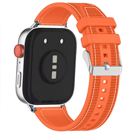 Huawei Watch Fit 3 İle Uyumlu Dikiş Desenli Dokuma Silikon Kordon