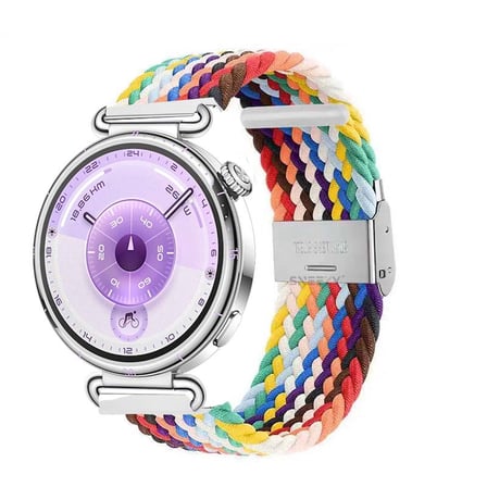 Sneezy Huawei Watch GT6 41mm İle Uyumlu Metal Klips Solo Fiberlink Kumaş Örgü Kordon