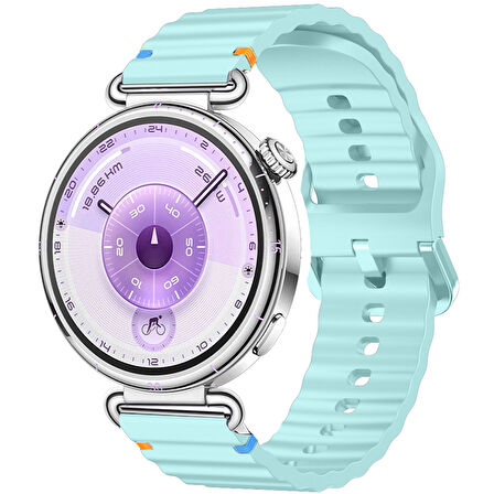 Huawei Watch GT6 41mm İle Uyumlu Dalga Desenli Tokalı Yumusaş Soft Silikon Kordon
