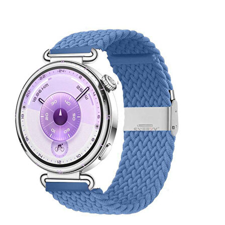Sneezy Huawei Watch GT6 41mm İle Uyumlu Metal Klips Solo Fiberlink Kumaş Örgü Kordon