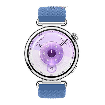 Sneezy Huawei Watch GT6 41mm İle Uyumlu Metal Klips Solo Fiberlink Kumaş Örgü Kordon