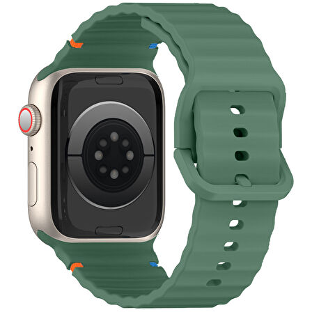 Apple Watch 42mm 44mm 45mm S10 46mm Ultra 49mm Uyumlu Dalga Desenli Tokalı Yumusaş Silikon Kordon