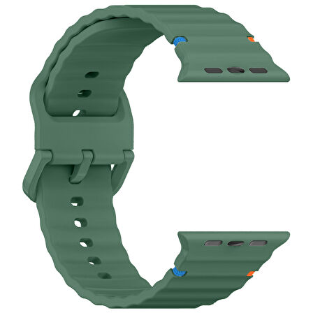 Apple Watch 42mm 44mm 45mm S10 46mm Ultra 49mm Uyumlu Dalga Desenli Tokalı Yumusaş Silikon Kordon