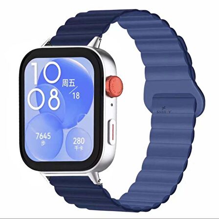 Huawei Watch Fit 3 İle Uyumlu Duo Baklalı Magnetik Silikon Kordon