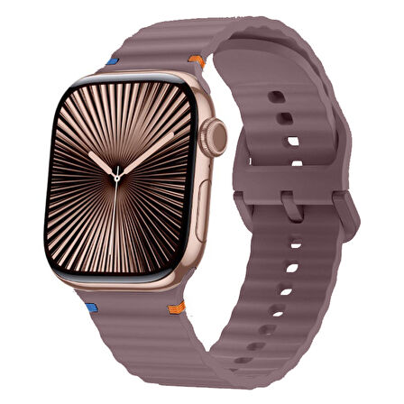 Apple Watch 42mm 44mm 45mm S10 46mm Ultra 49mm Uyumlu Dalga Desenli Tokalı Yumusaş Silikon Kordon