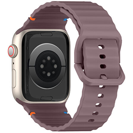 Apple Watch 42mm 44mm 45mm S10 46mm Ultra 49mm Uyumlu Dalga Desenli Tokalı Yumusaş Silikon Kordon