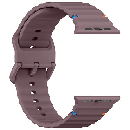Apple Watch 42mm 44mm 45mm S10 46mm Ultra 49mm Uyumlu Dalga Desenli Tokalı Yumusaş Silikon Kordon